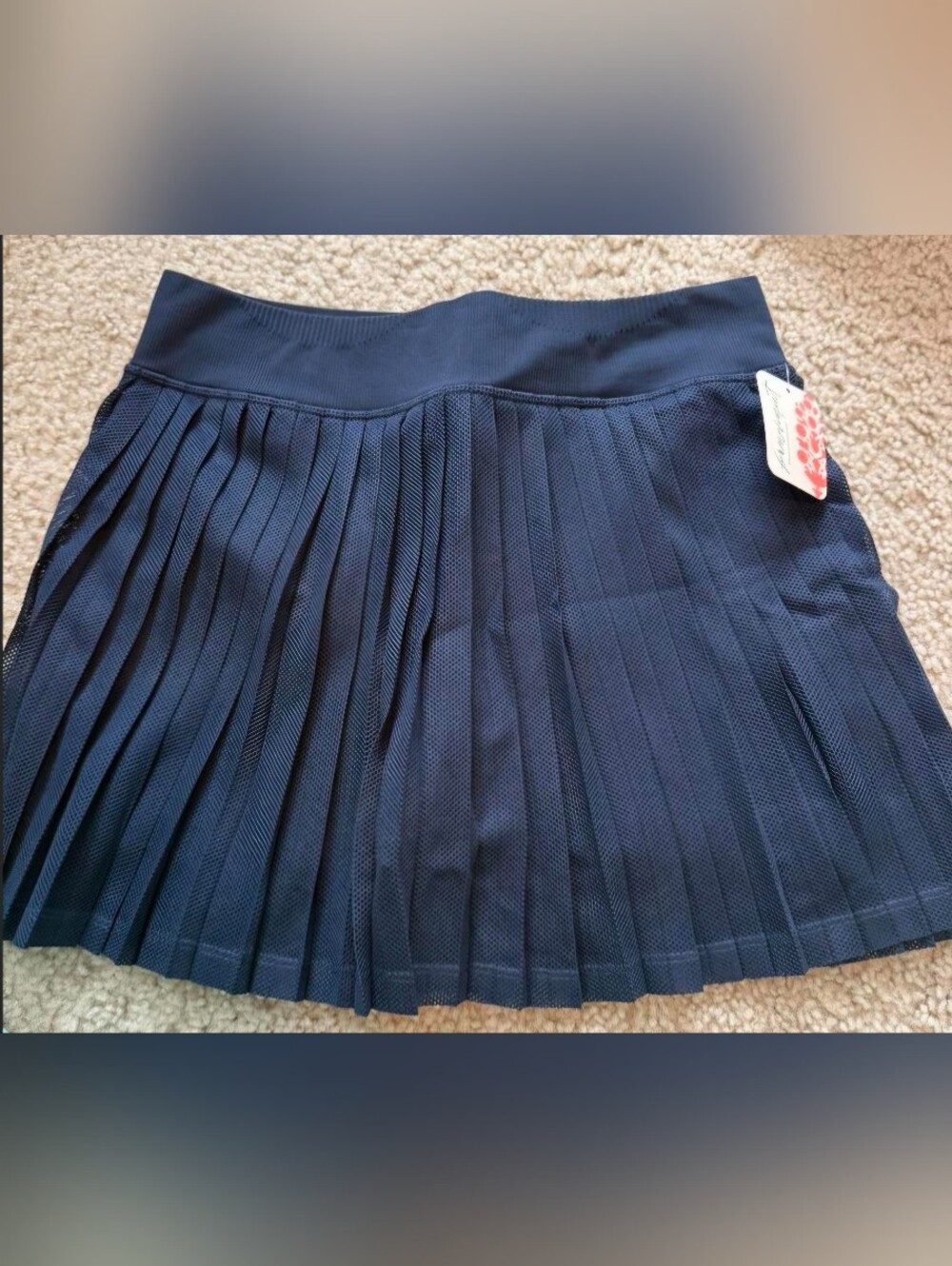 Free People Navy Pleated Skater Skirt M-L NWT